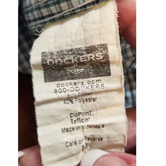 Dockers Mens Casual Green Plaid Short Sleeve Shirt Stain Defender Button Up Sz M - Picture 8 of 8